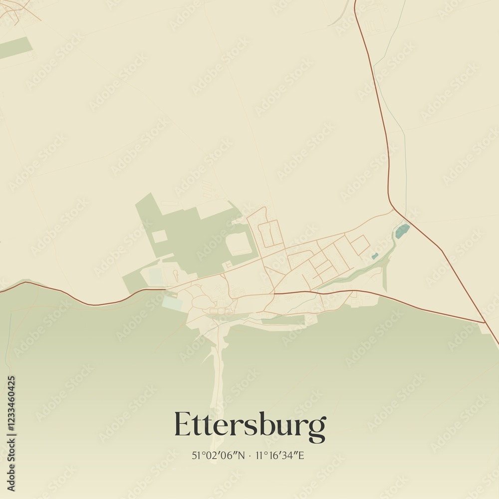 Fototapeta premium Vintage map of Ettersburg, Germany.