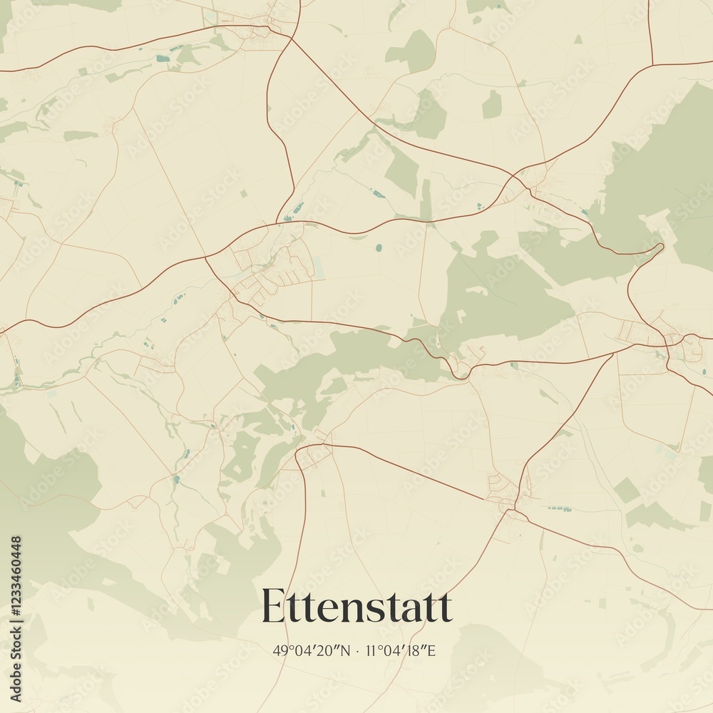 Fototapeta premium Vintage map of Ettenstatt, Germany.
