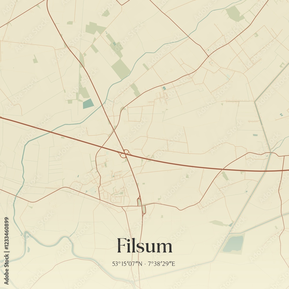 Obraz premium Vintage map of Filsum, Germany.