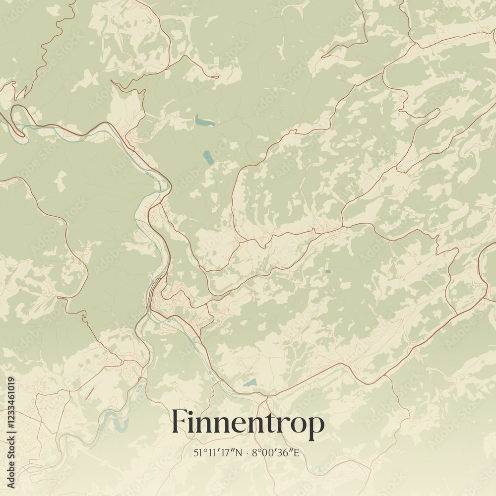 Fototapeta premium Vintage map of Finnentrop, Germany.