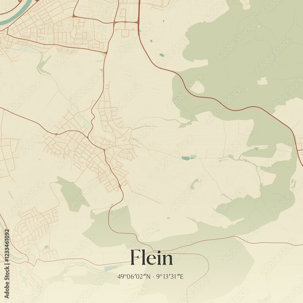 Obraz premium Vintage map of Flein, Germany.