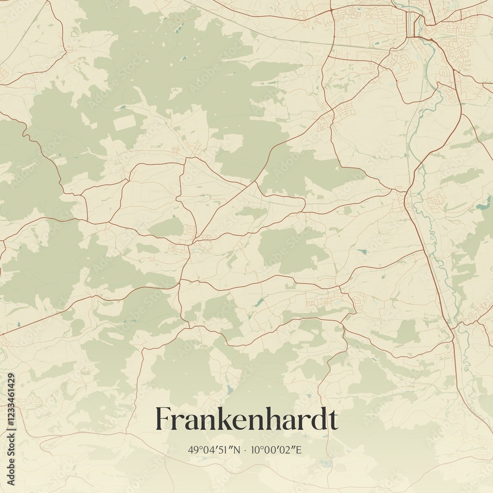 Fototapeta premium Vintage map of Frankenhardt, Germany.