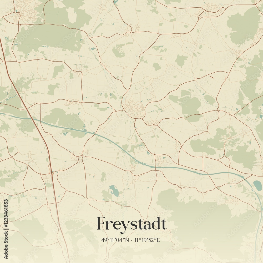Fototapeta premium Vintage map of Freystadt, Germany.