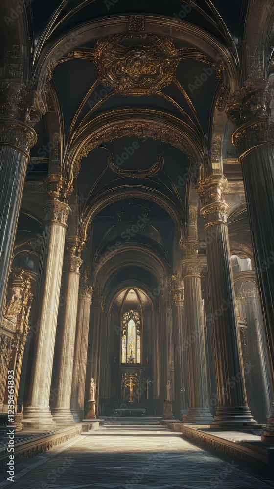 Fototapeta premium Golden-gilded church interior