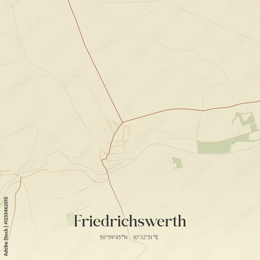 Obraz premium Vintage map of Friedrichswerth, Germany.