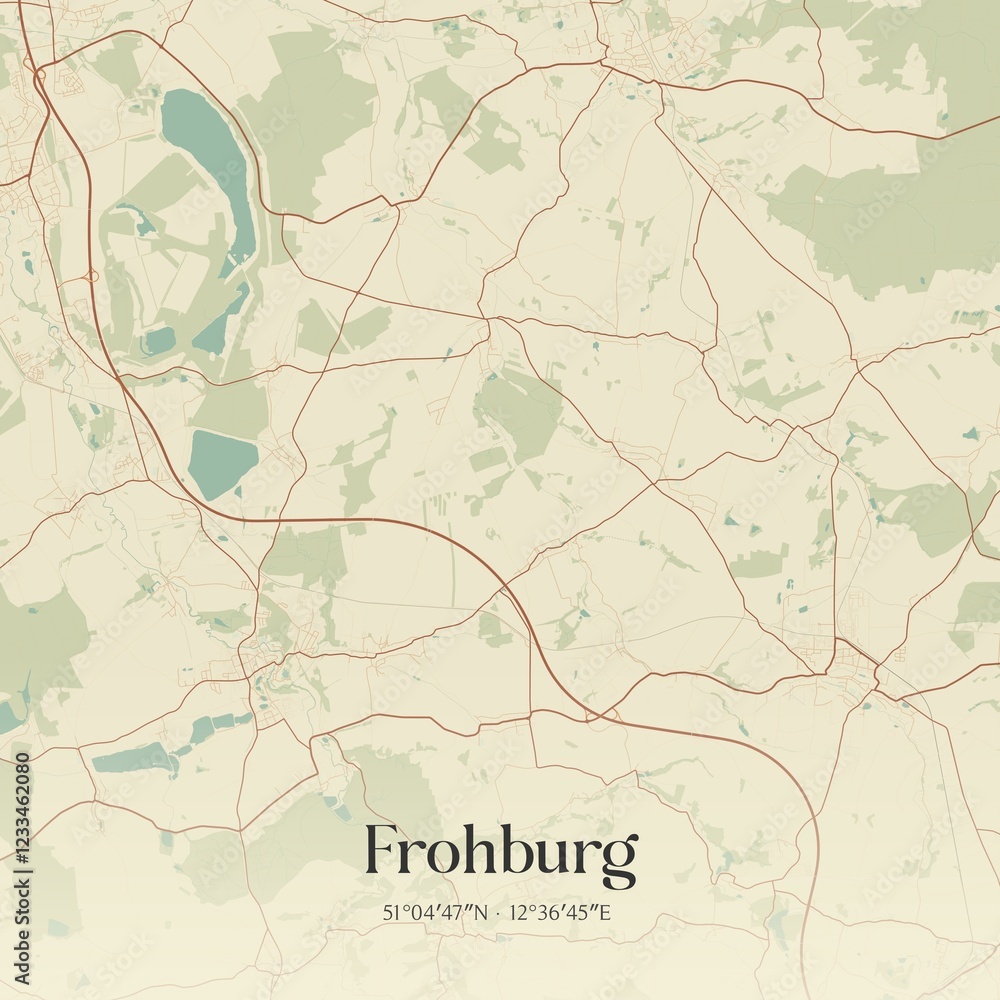 Fototapeta premium Vintage map of Frohburg, Germany.