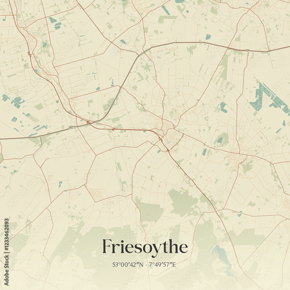 Fototapeta premium Vintage map of Friesoythe, Germany.
