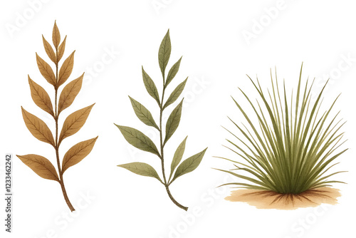 Organic strokes, Hand-drawn nature, Sketchy icons, Earthy tones, Warm aesthetics, Natural imperfection