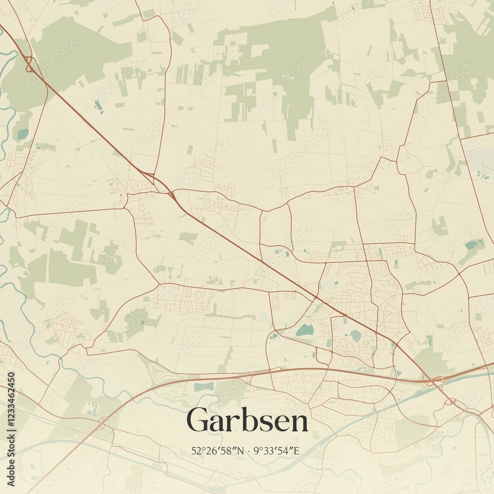 Obraz premium Vintage map of Garbsen, Germany.