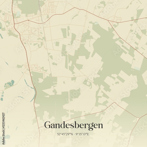 Vintage map of Gandesbergen, Germany.