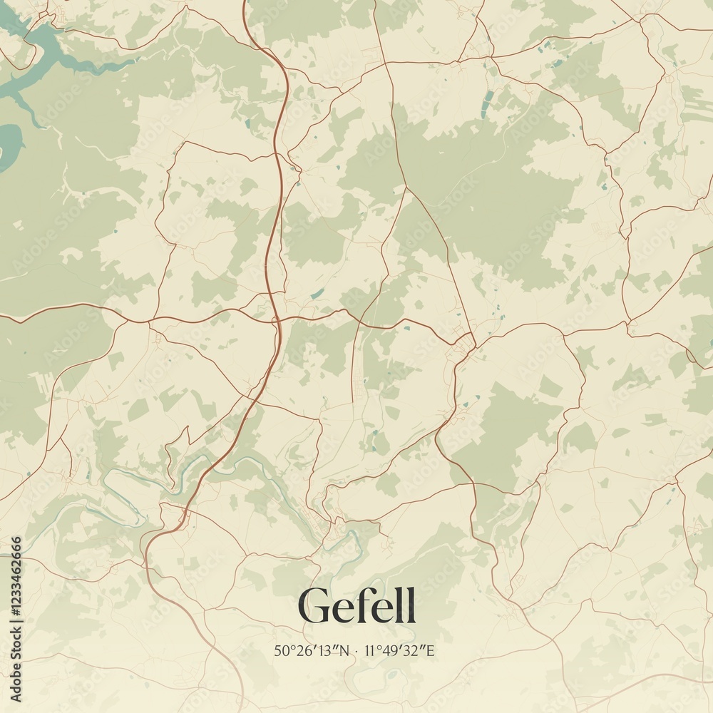 Fototapeta premium Vintage map of Gefell, Germany.