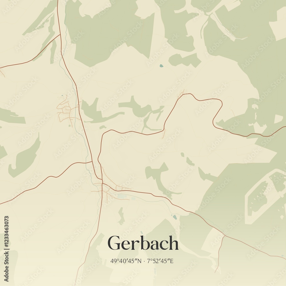 Obraz premium Vintage map of Gerbach, Germany.