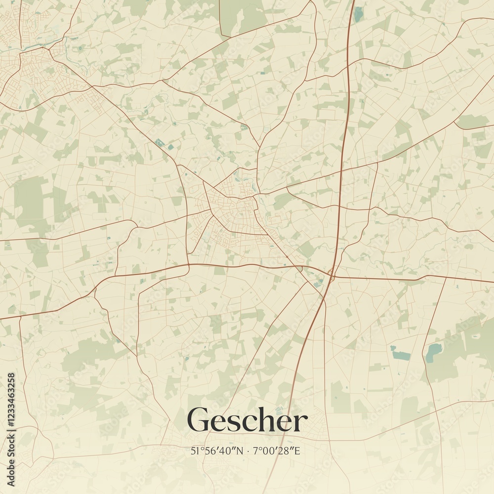 Naklejka premium Vintage map of Gescher, Germany.