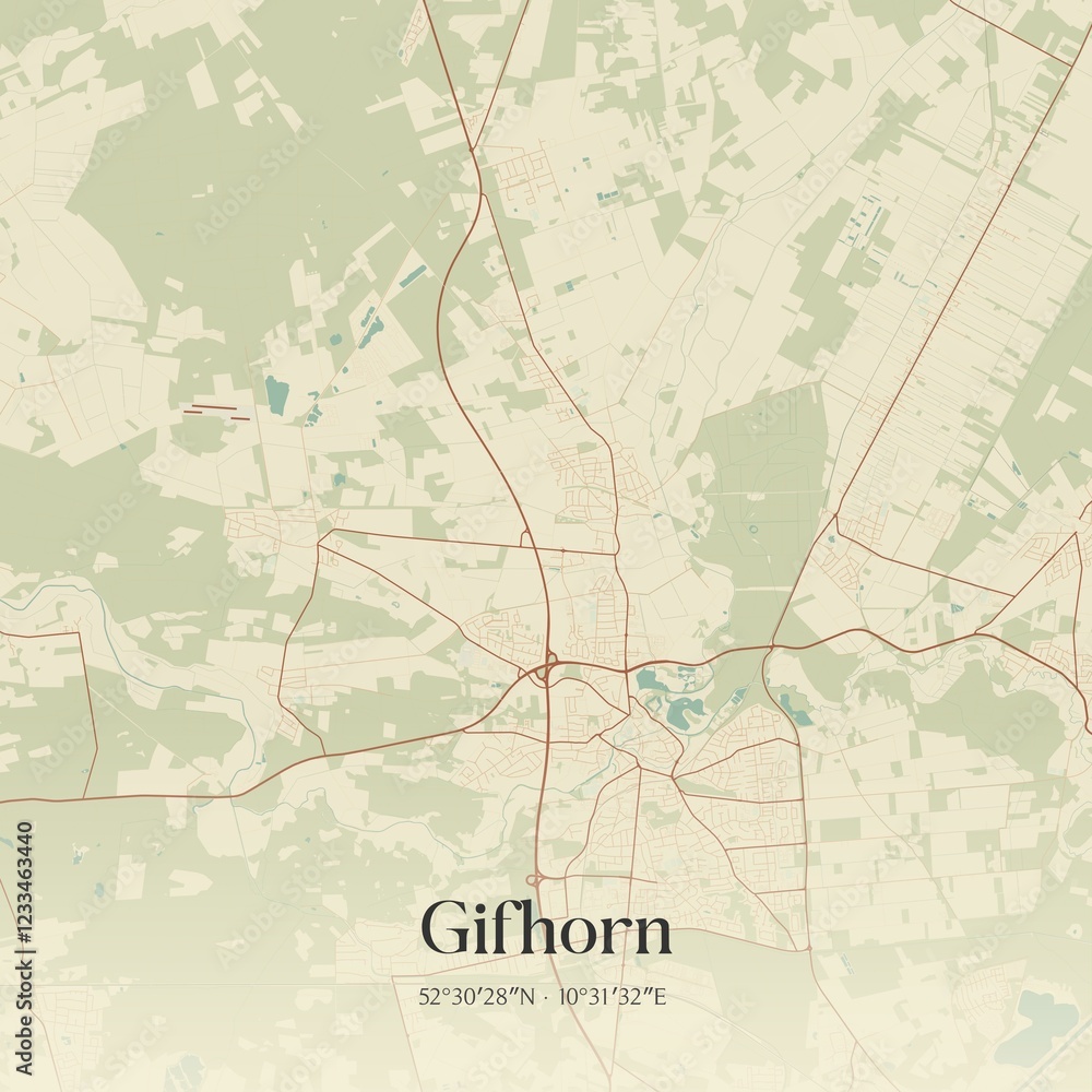 Obraz premium Vintage map of Gifhorn, Germany.