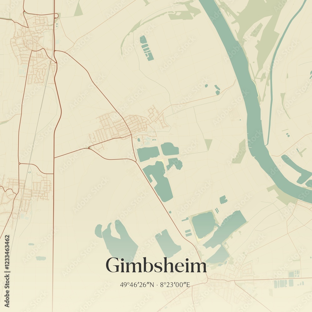 Obraz premium Vintage map of Gimbsheim, Germany.