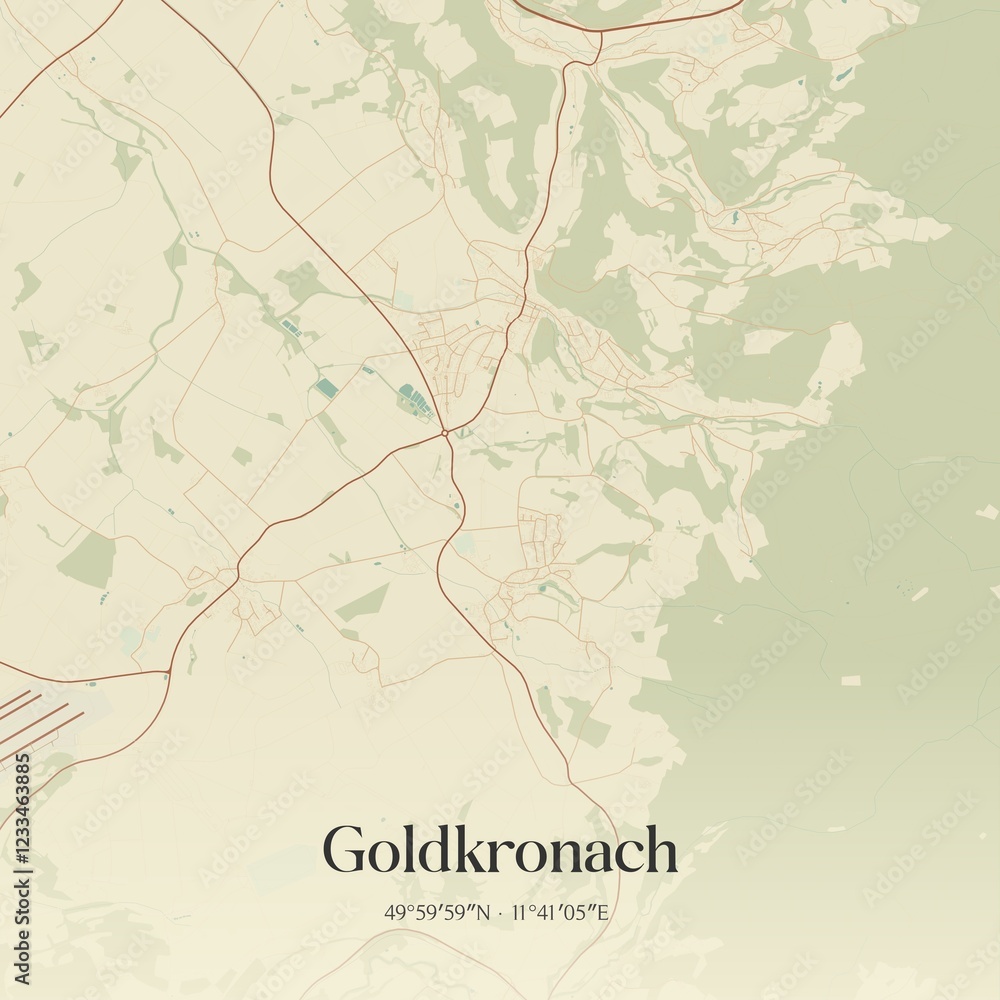 Fototapeta premium Vintage map of Goldkronach, Germany.