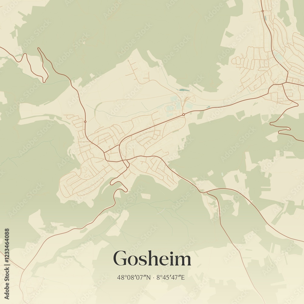 Fototapeta premium Vintage map of Gosheim, Germany.