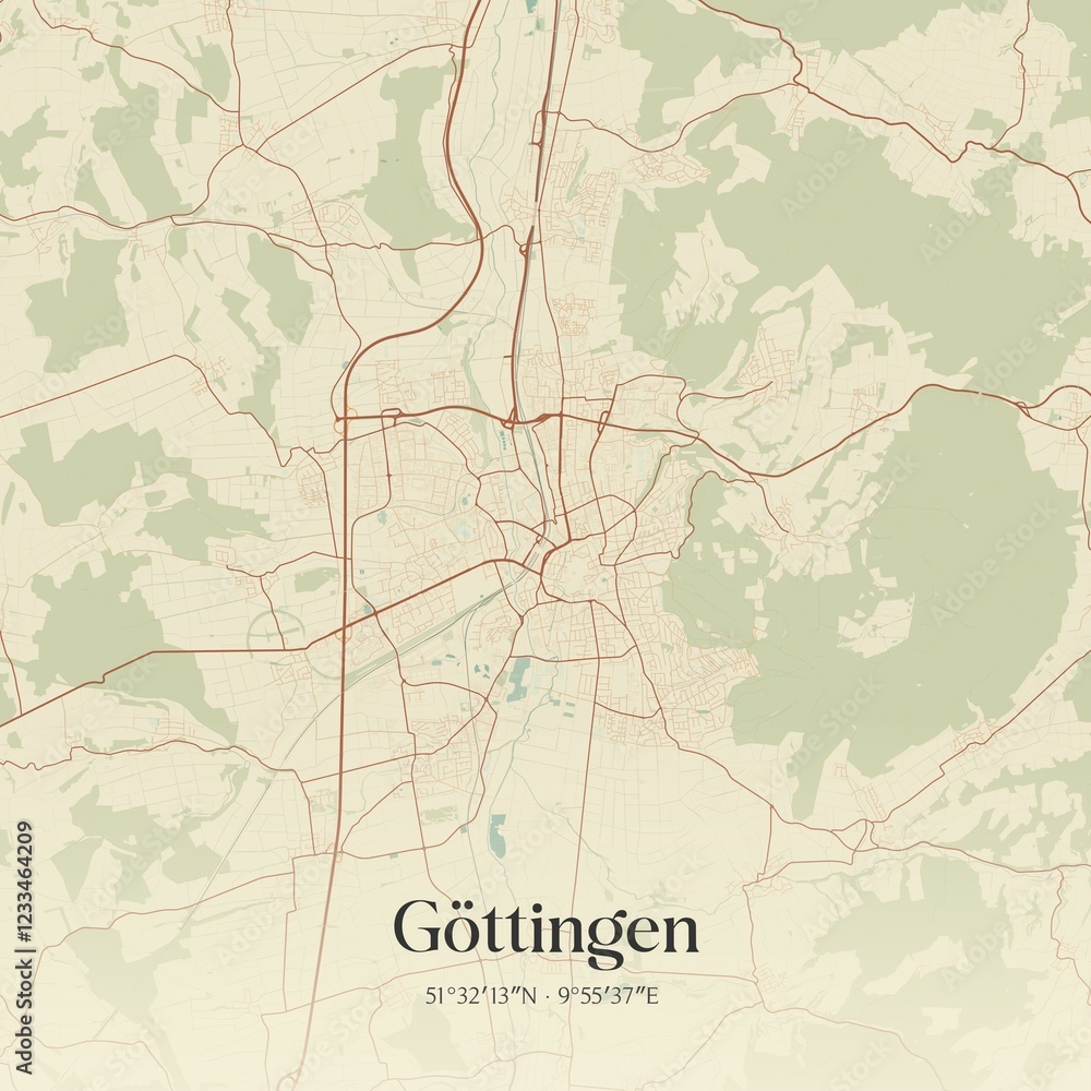 Fototapeta premium Vintage map of Gottingen, Germany.