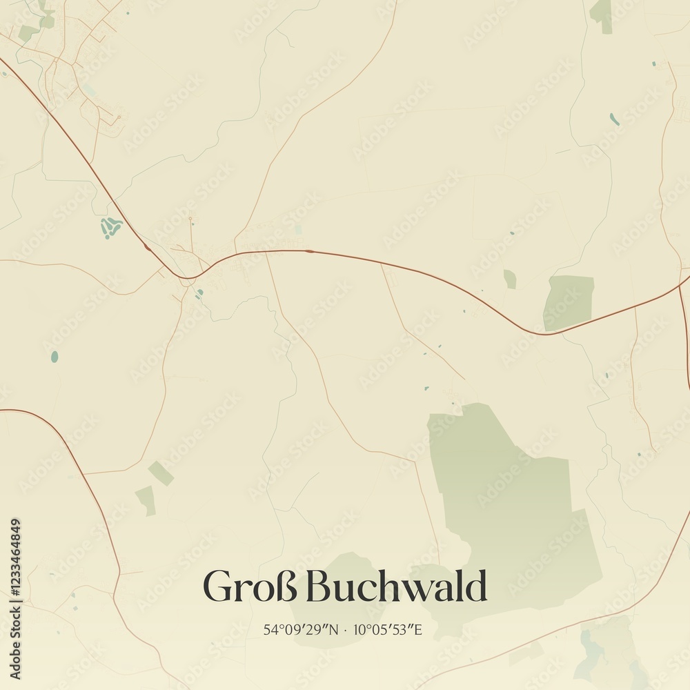 Fototapeta premium Vintage map of Groß Buchwald, Germany.