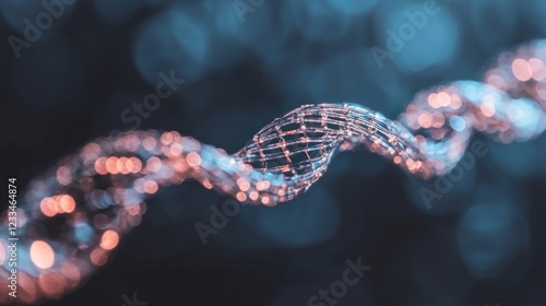 Abstract DNA Helix  Bokeh Lights  Science Background  Glowing Strand  Genetic Code  Resear photo