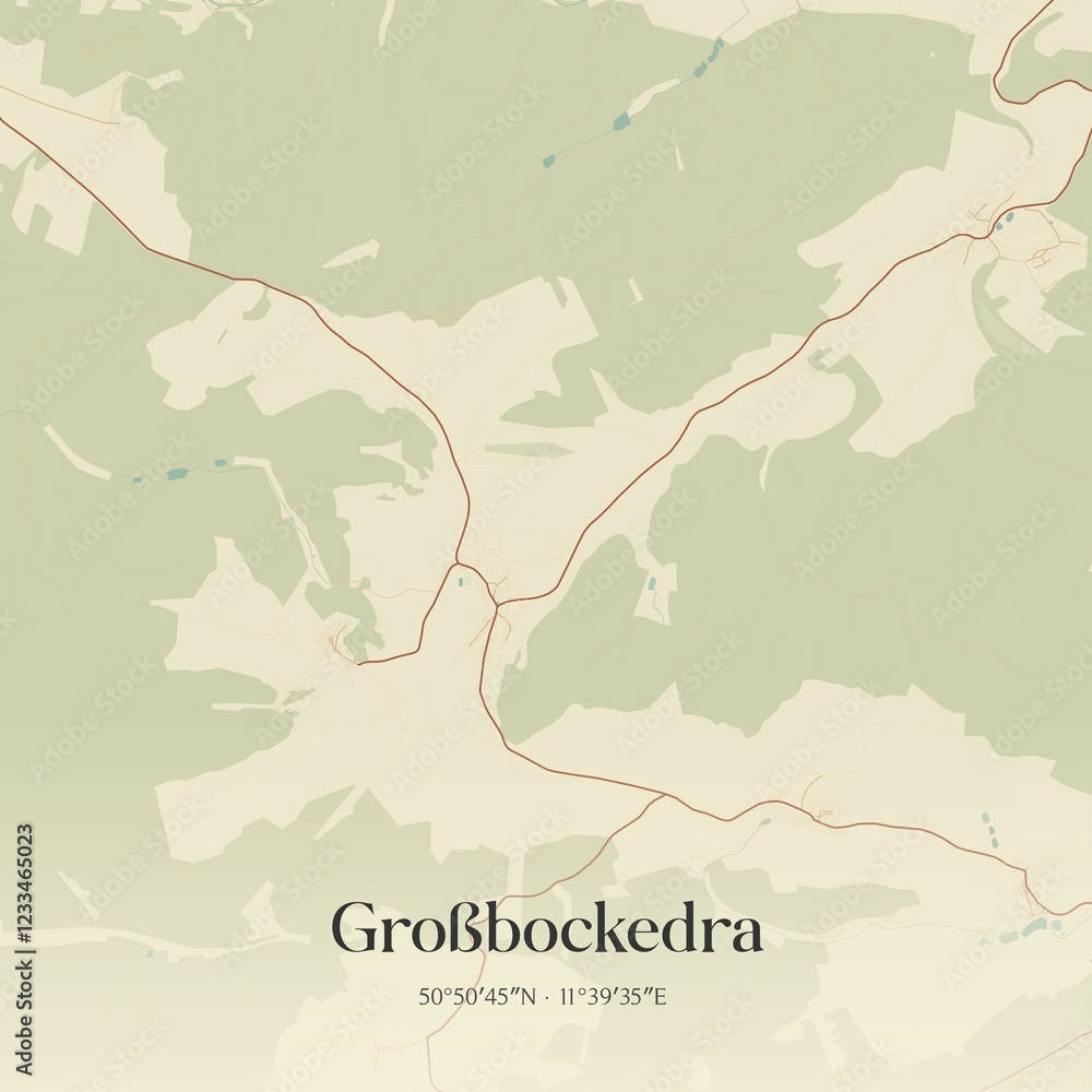 Fototapeta premium Vintage map of Großbockedra, Germany.