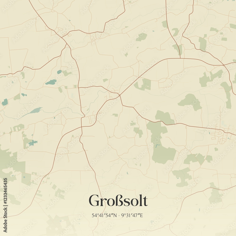 Obraz premium Vintage map of Großsolt, Germany.