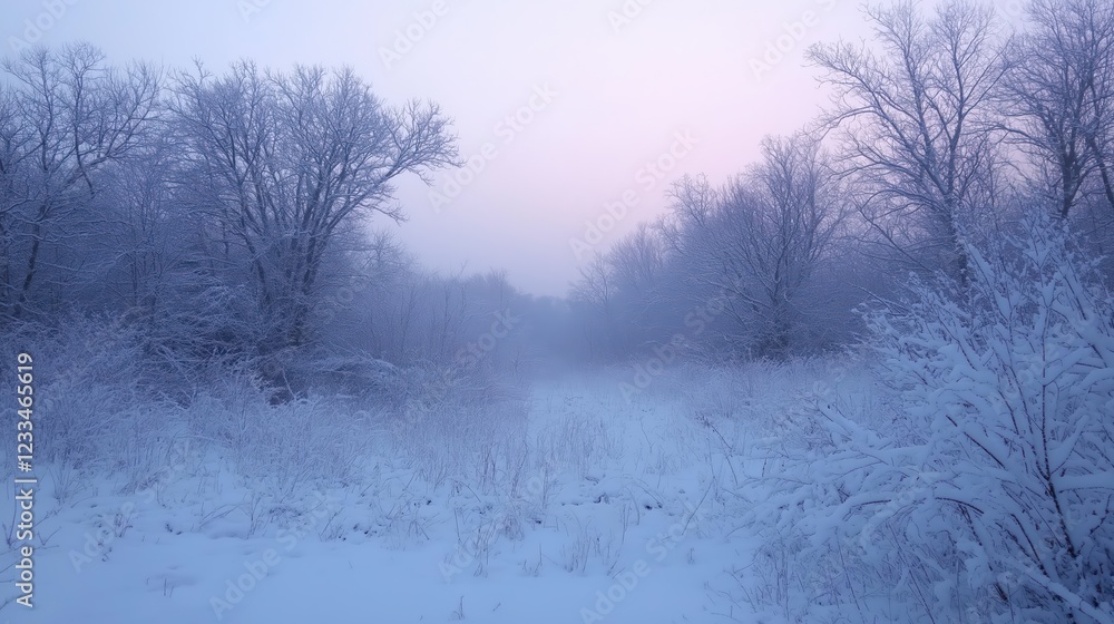 Peaceful Winter Forest Path at Dawn Peaceful Winter Forest Path at Dawn