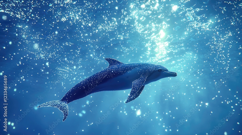 Fototapeta premium Sparkling Dolphin's Graceful Dive