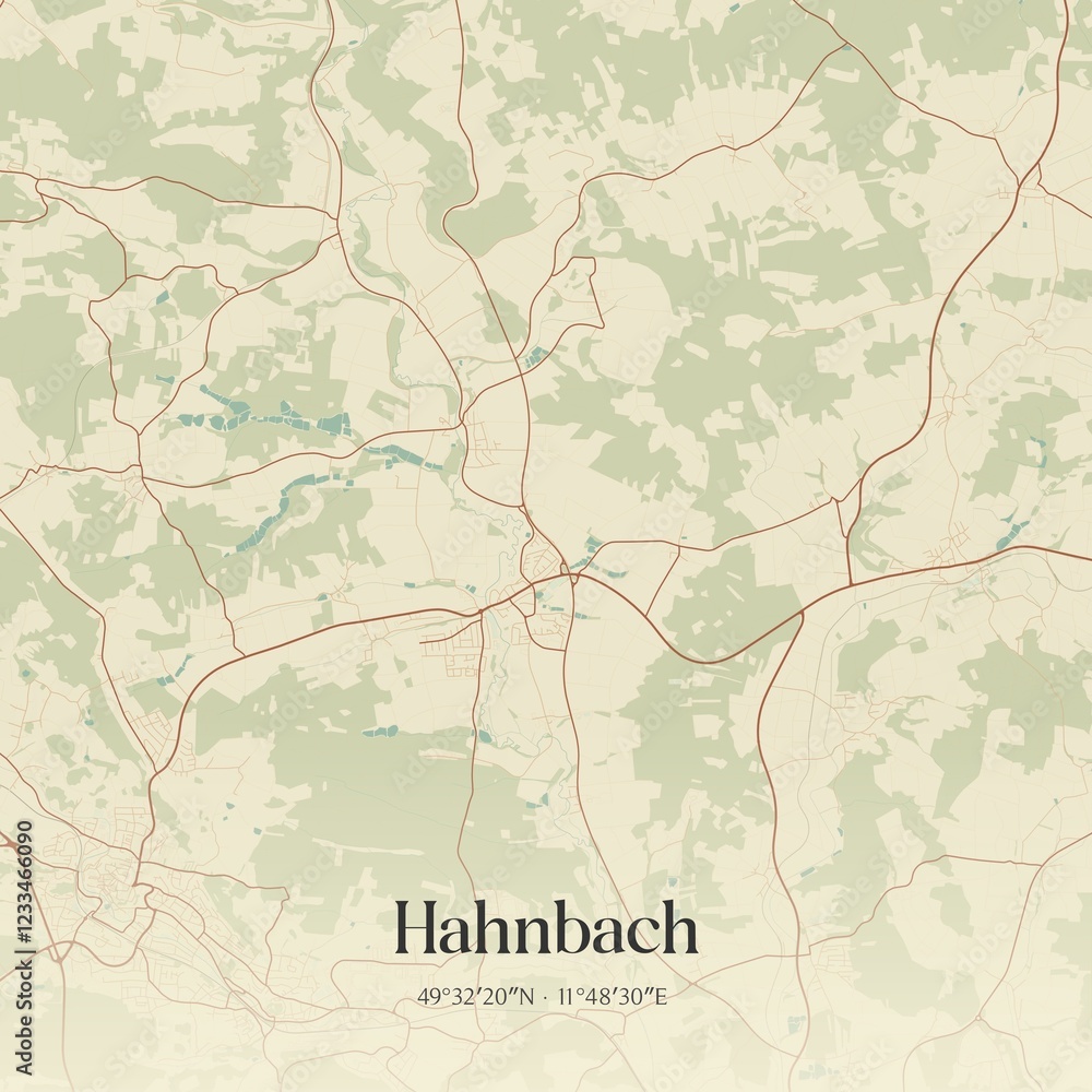 Vintage map of Hahnbach, Germany.