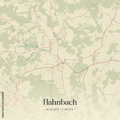 Obraz na płótnie Vintage map of Hahnbach, Germany. w salonie
