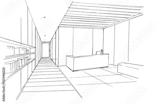 Drawing exterior and interior architectural lines. , Graphic assembly in architecture and interior design work. ,Sketch ideas for interior or exterior designs.