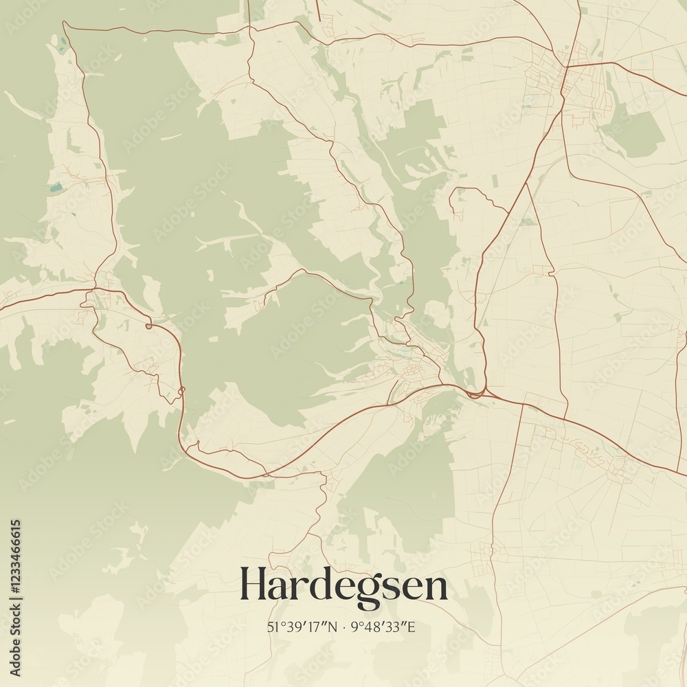 Fototapeta premium Vintage map of Hardegsen, Germany.