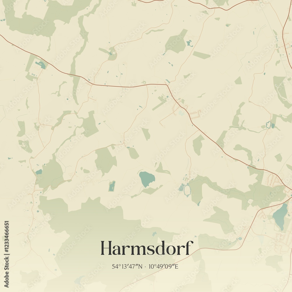 Obraz premium Vintage map of Harmsdorf, Germany.