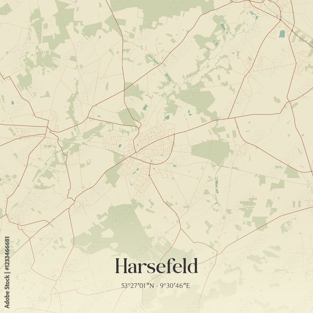 Fototapeta premium Vintage map of Harsefeld, Germany.