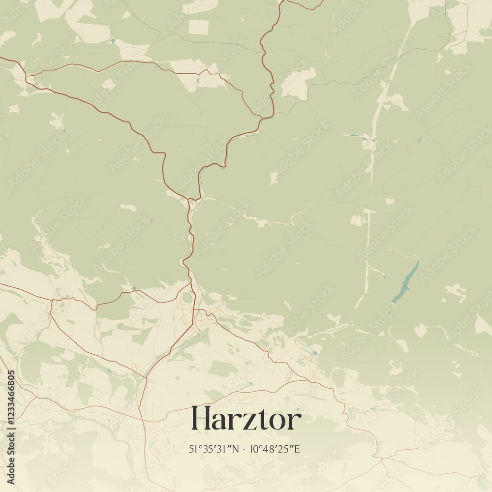 Fototapeta premium Vintage map of Harztor, Germany.