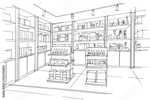 Drawing exterior and interior architectural lines. , Graphic assembly in architecture and interior design work. ,Sketch ideas for interior or exterior designs.