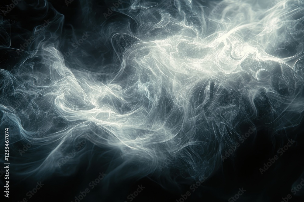 Fototapeta premium Ethereal wisps of smoke swirling against a dark background.