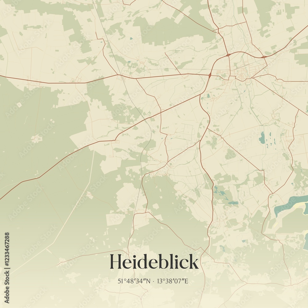 Fototapeta premium Vintage map of Heideblick, Germany.