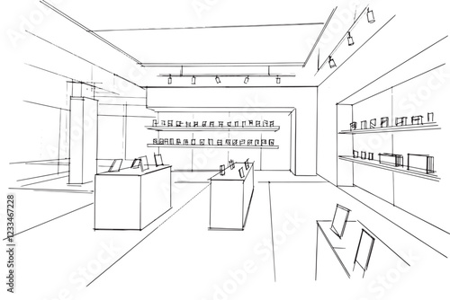 Drawing exterior and interior architectural lines. , Graphic assembly in architecture and interior design work. ,Sketch ideas for interior or exterior designs.