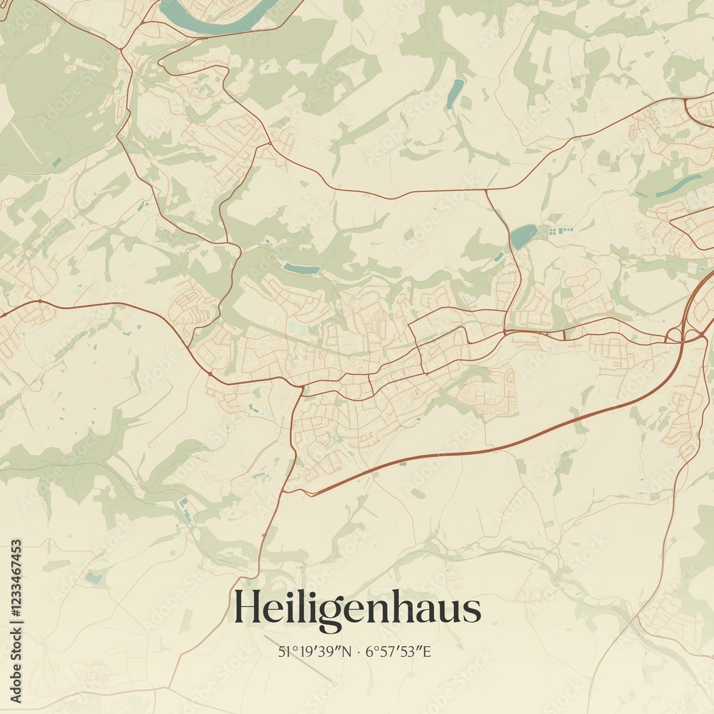 Fototapeta premium Vintage map of Heiligenhaus, Germany.