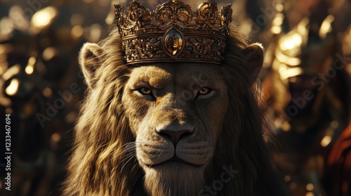 Lion with a King crown. Jesus, the Lion