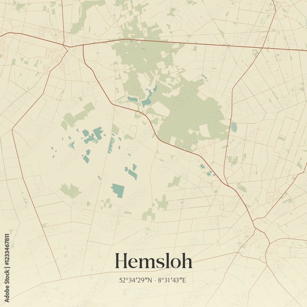 Obraz premium Vintage map of Hemsloh, Germany.