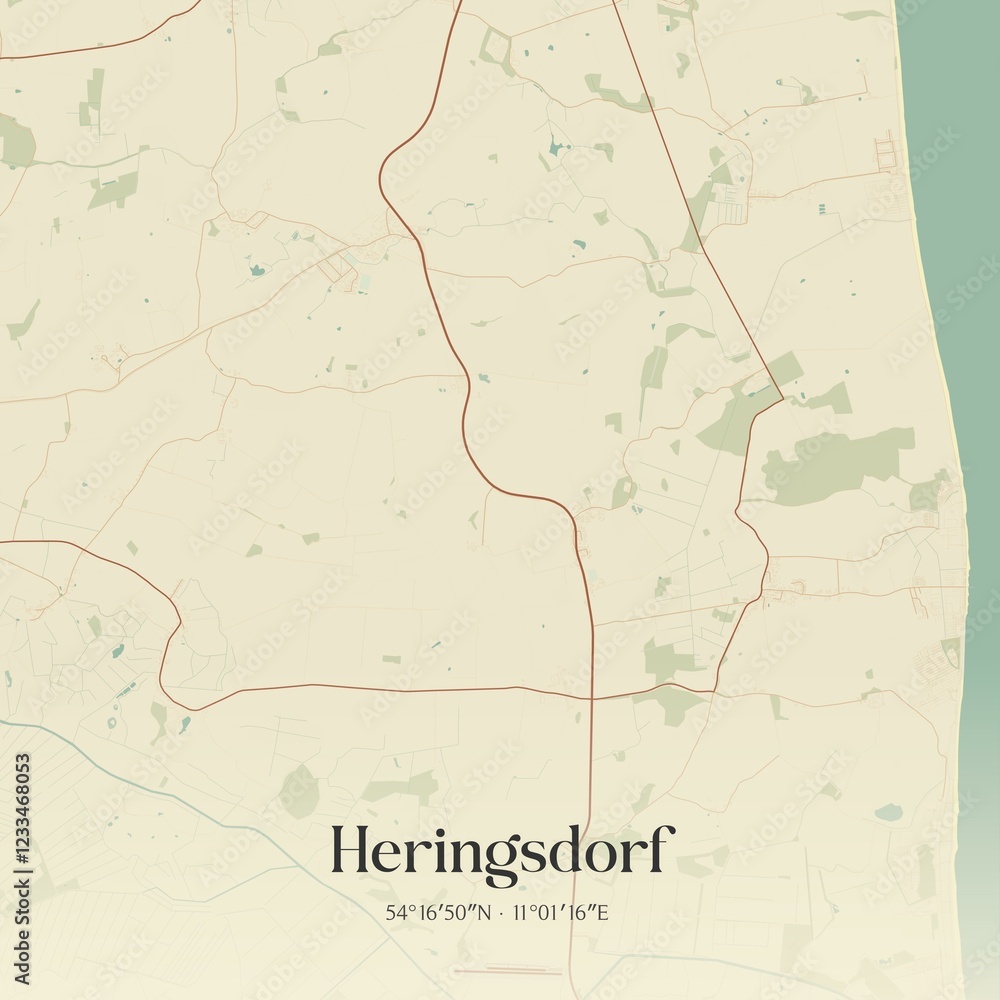 Fototapeta premium Vintage map of Heringsdorf, Germany.