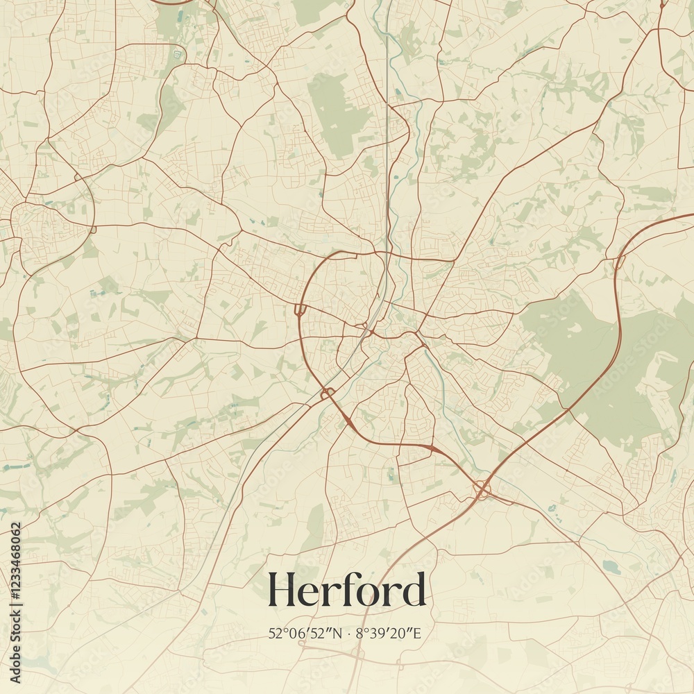 Fototapeta premium Vintage map of Herford, Germany.