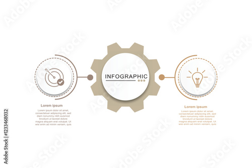 2 step process or option infographic template vector element with icons suitable for web presentation and business information
