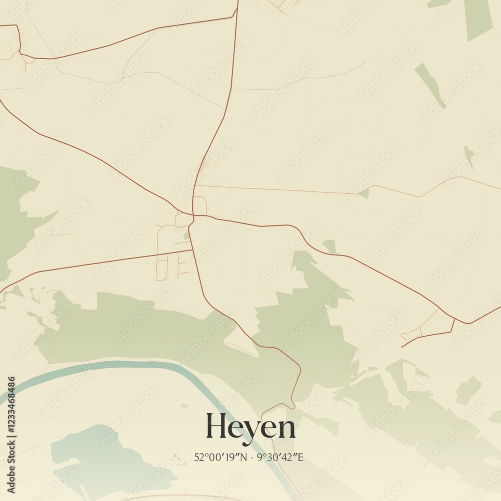 Fototapeta premium Vintage map of Heyen, Germany.
