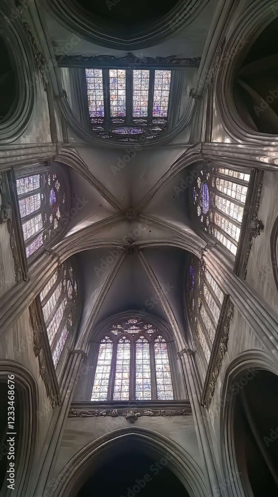 Gothic cathedral's intricate interior Gothic cathedral's intricate interior