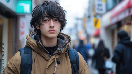 Young Man in a City Street, Japan