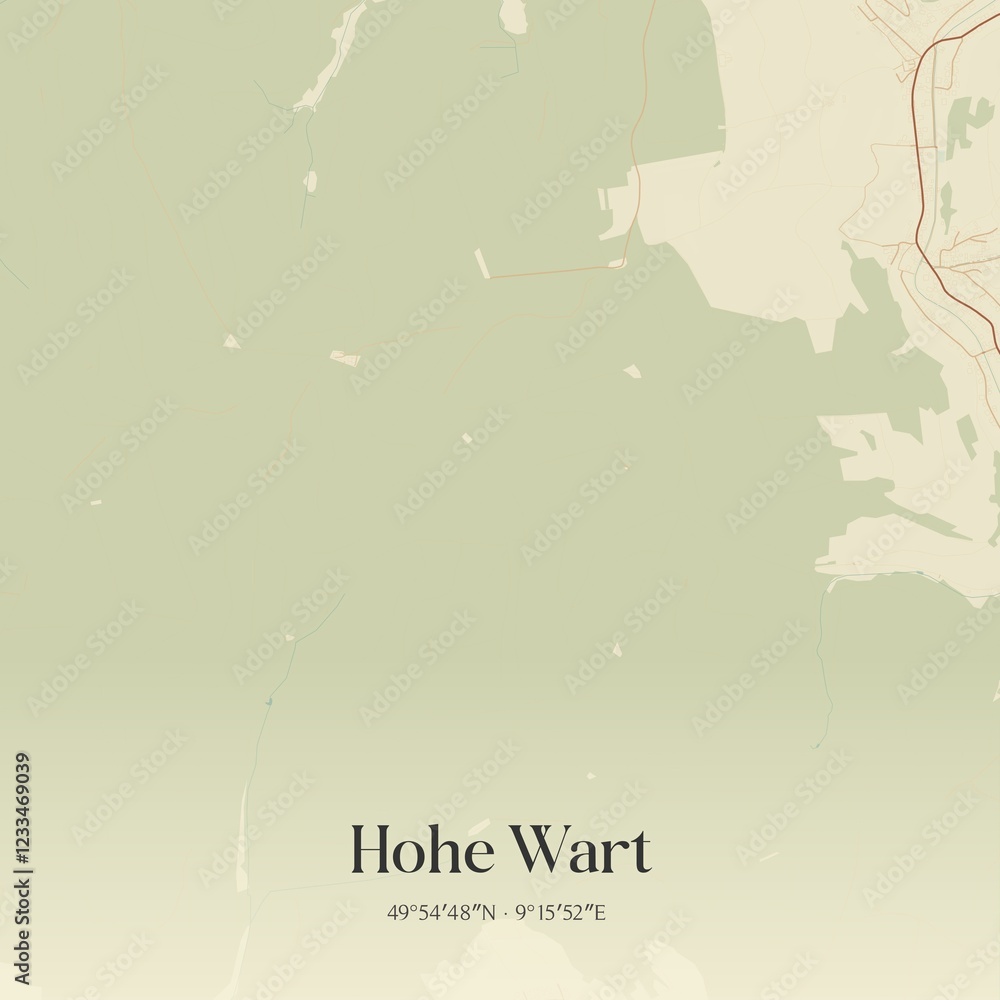 Fototapeta premium Vintage map of Hohe Wart, Germany.