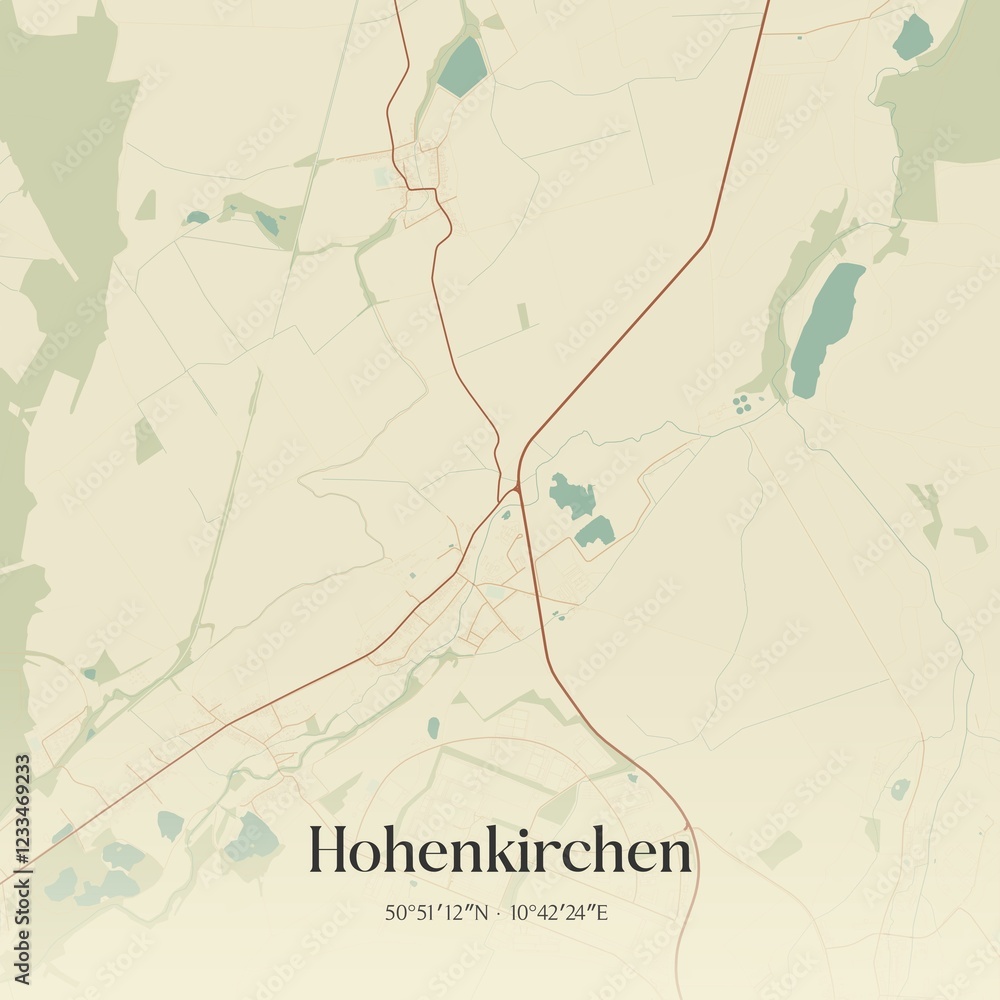 Fototapeta premium Vintage map of Hohenkirchen, Germany.